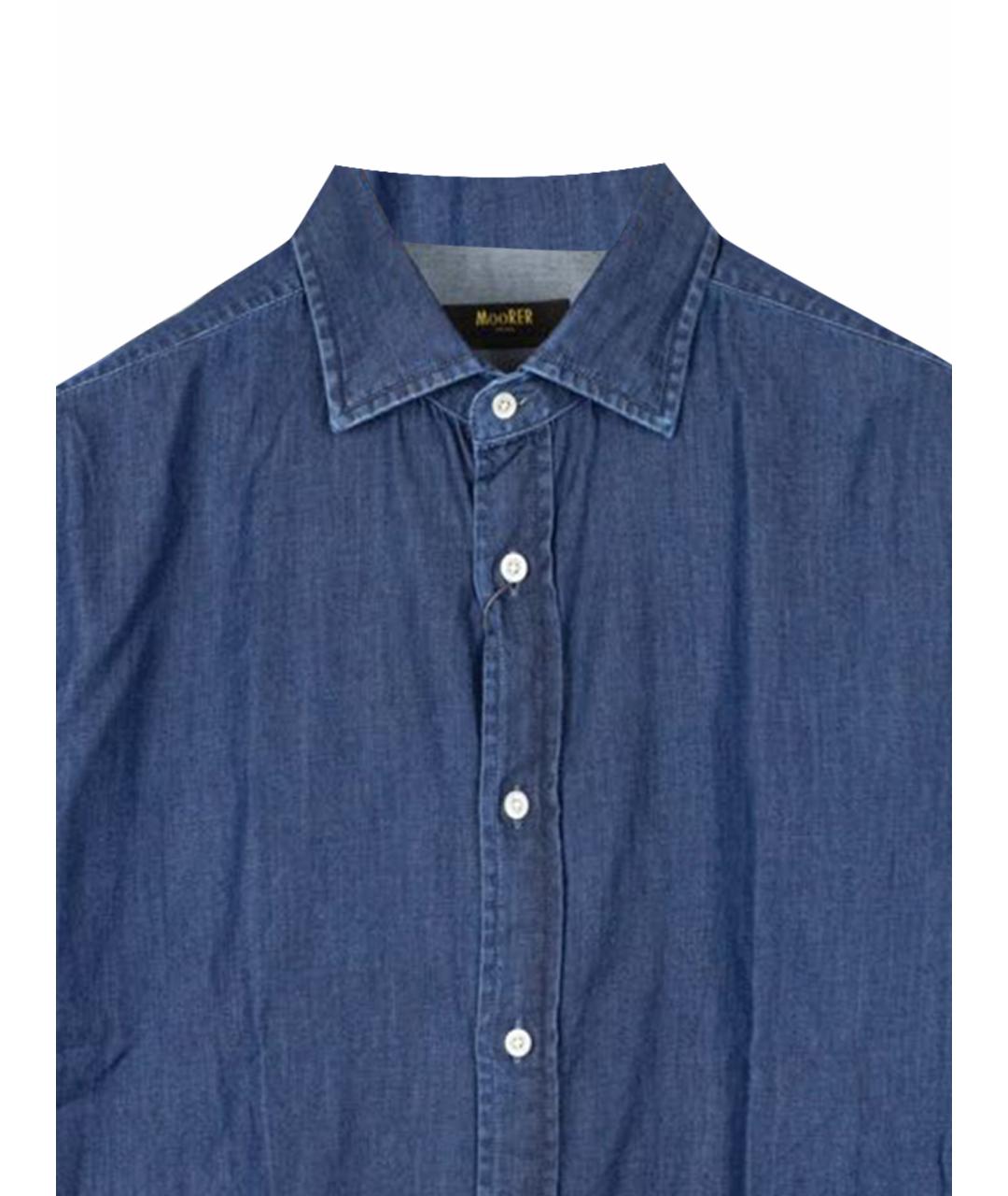 MOORER Темно-синяя хлопковая кэжуал рубашка, фото 8