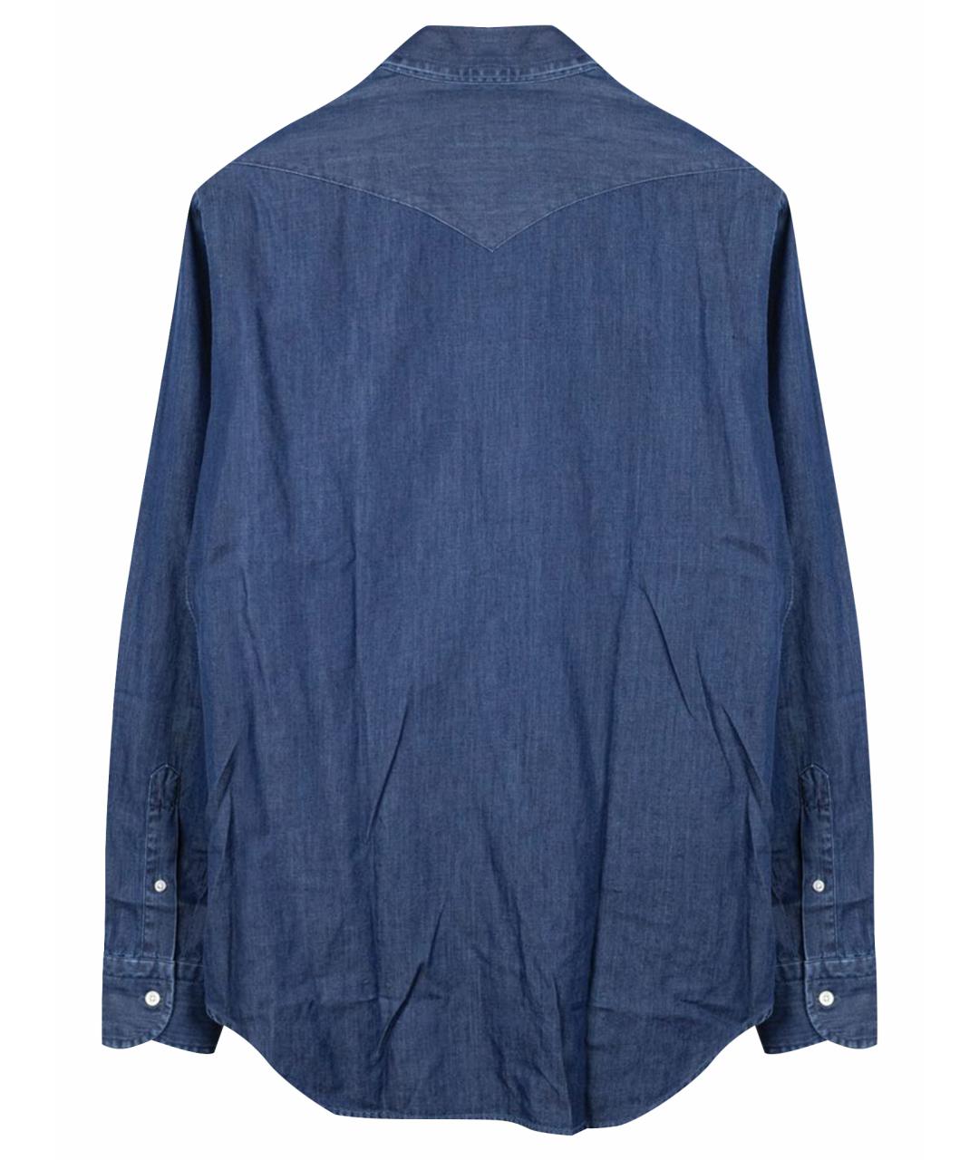 MOORER Темно-синяя хлопковая кэжуал рубашка, фото 7