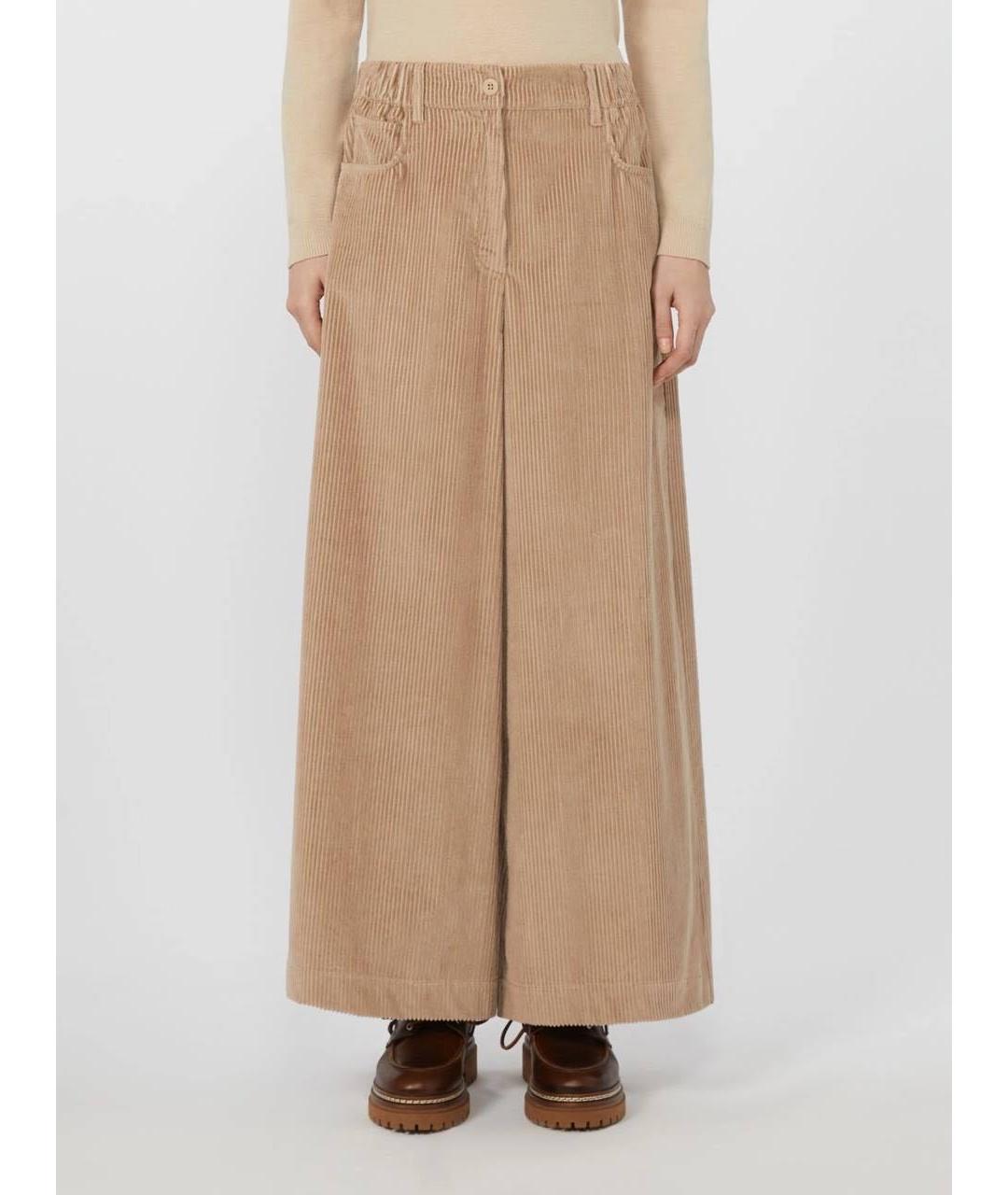 WEEKEND MAX MARA Бежевые хлопковые прямые брюки, фото 2