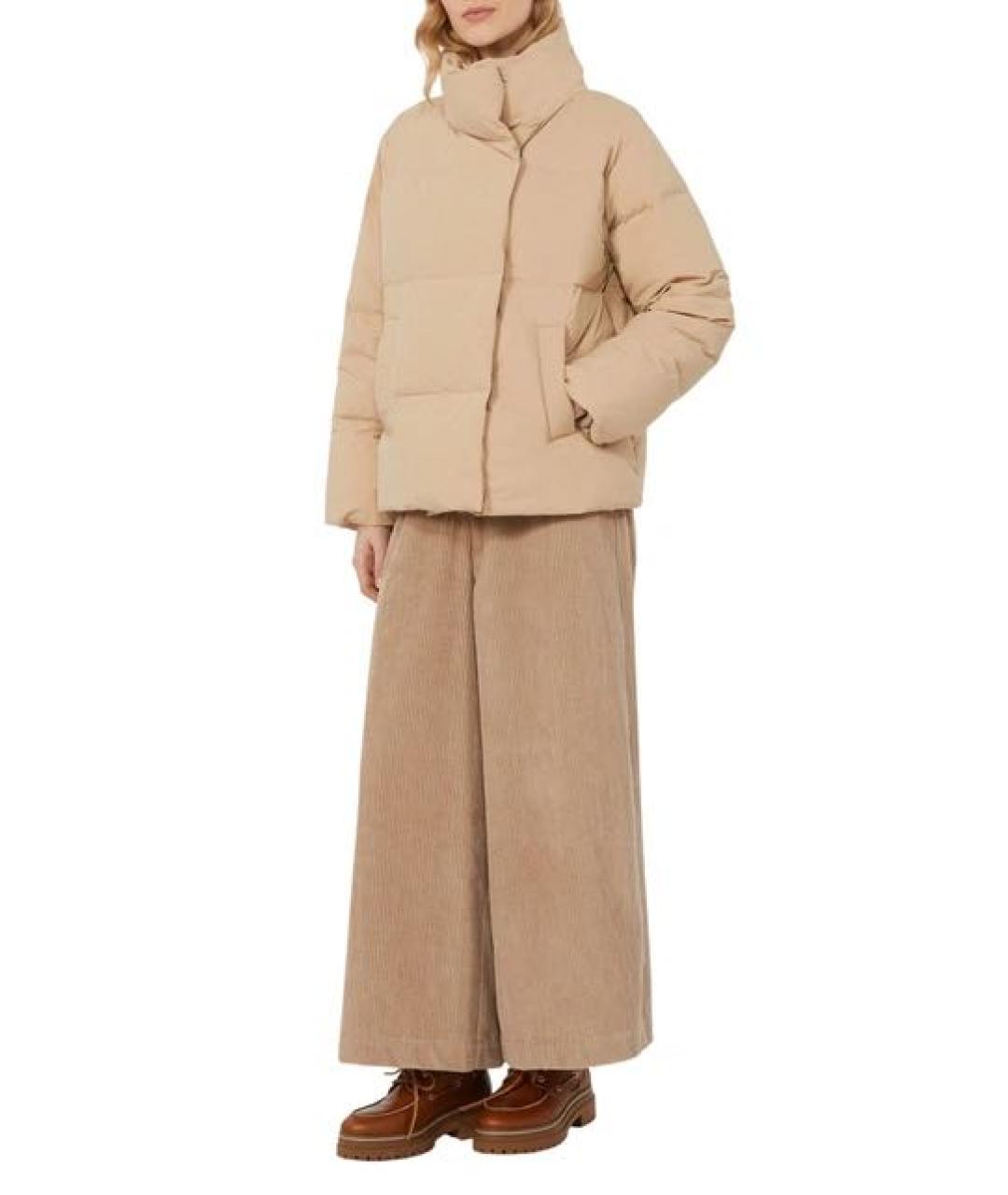 WEEKEND MAX MARA Бежевые хлопковые прямые брюки, фото 4