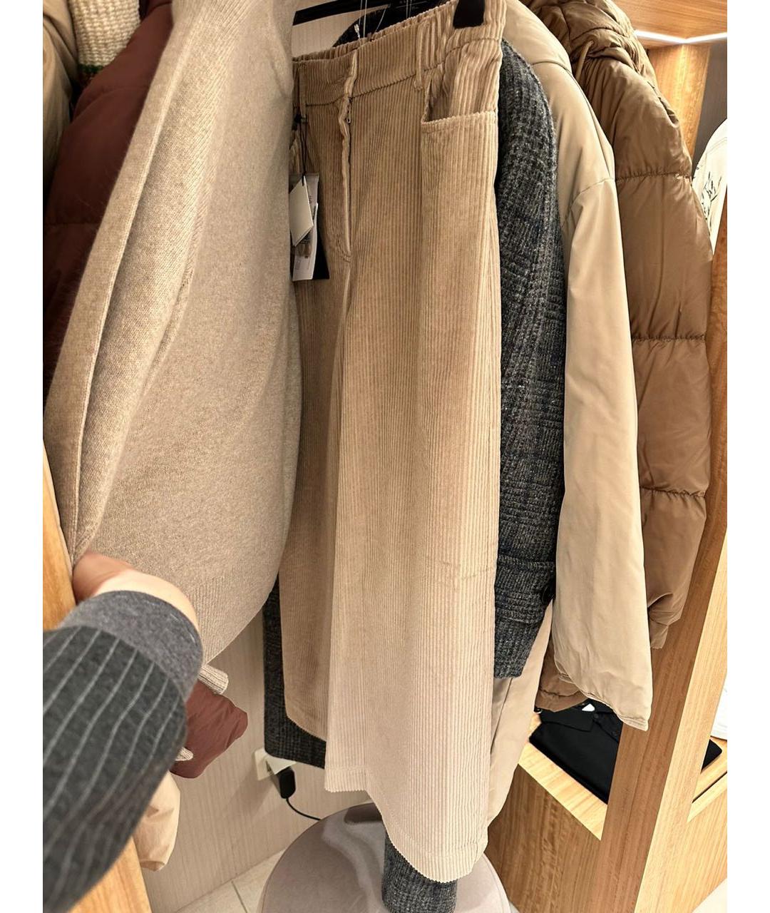 WEEKEND MAX MARA Бежевые хлопковые прямые брюки, фото 5