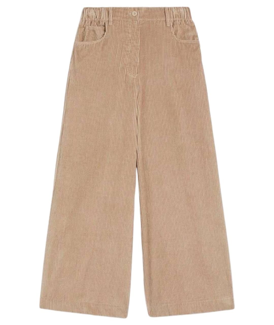 WEEKEND MAX MARA Бежевые хлопковые прямые брюки, фото 1