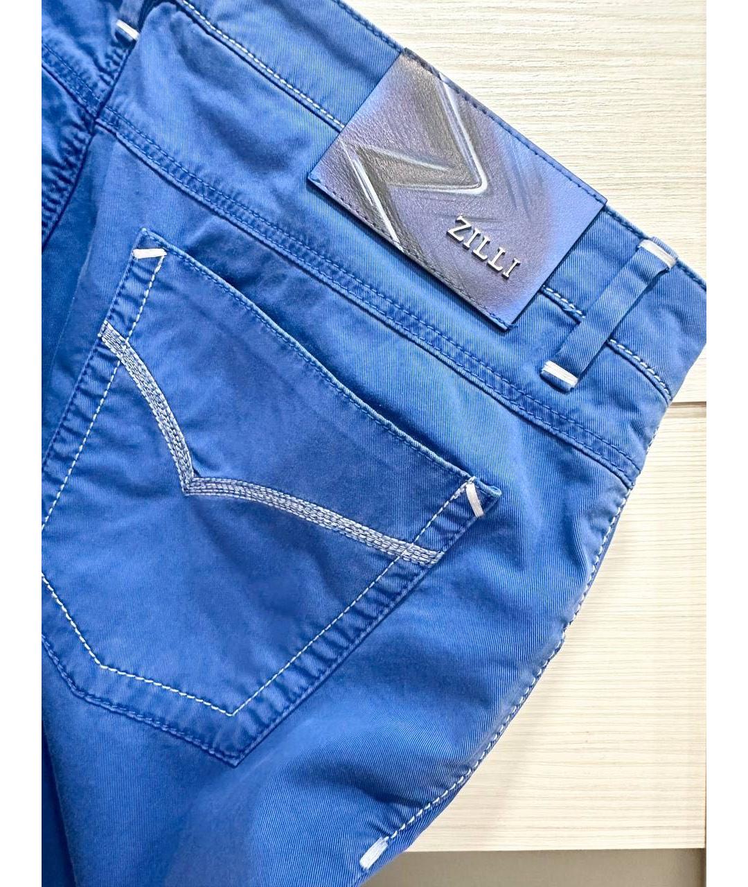 ZILLI Синие хлопко-эластановые джинсы скинни, фото 3