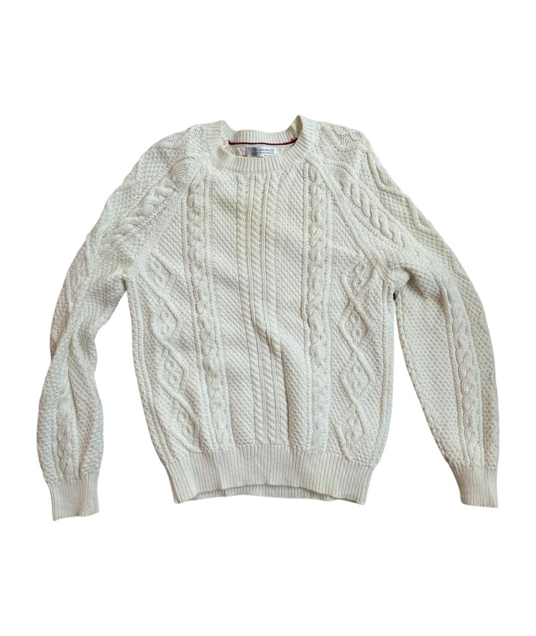 BRUNELLO CUCINELLI Белый хлопковый джемпер / свитер, фото 1