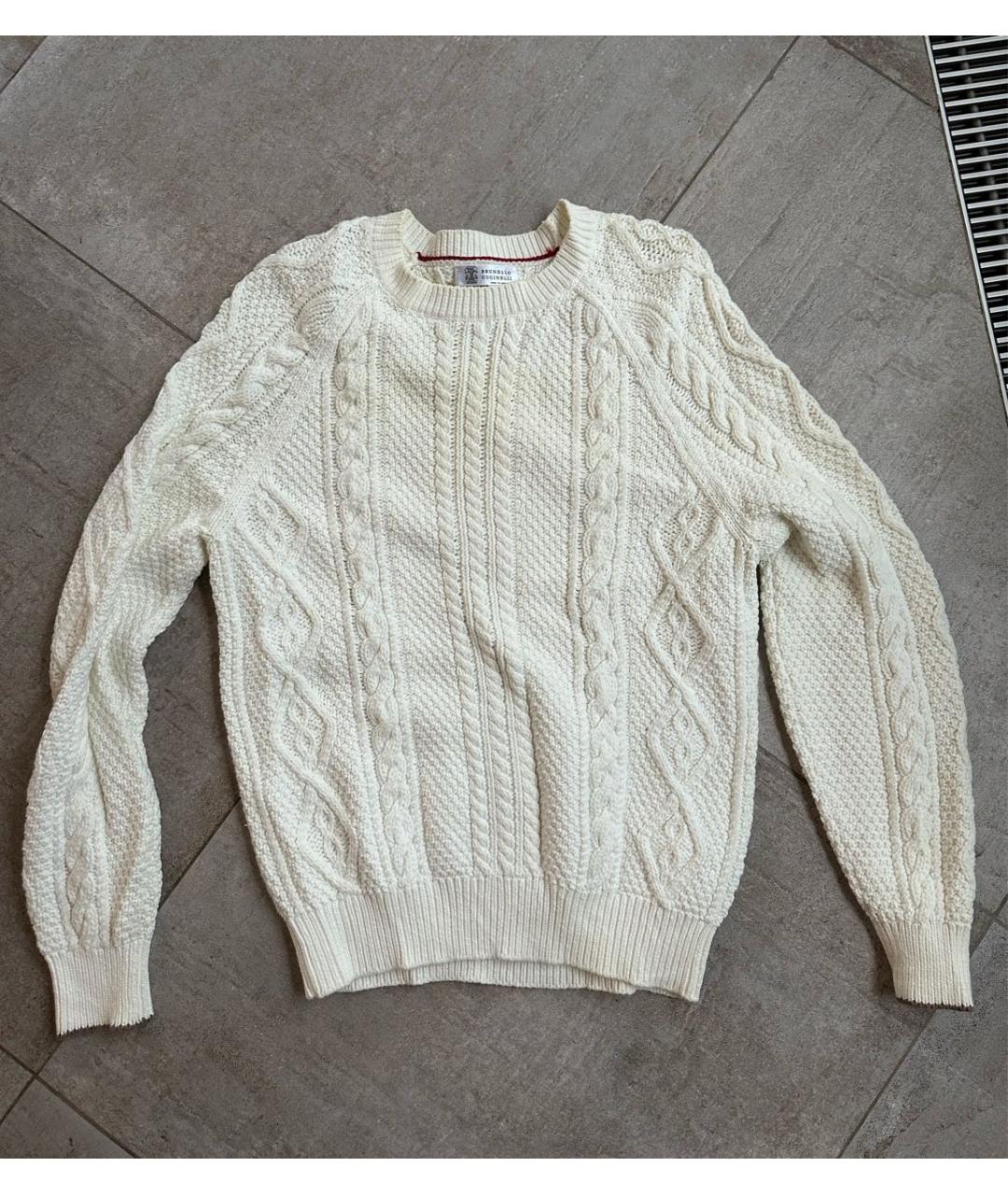 BRUNELLO CUCINELLI Белый хлопковый джемпер / свитер, фото 7