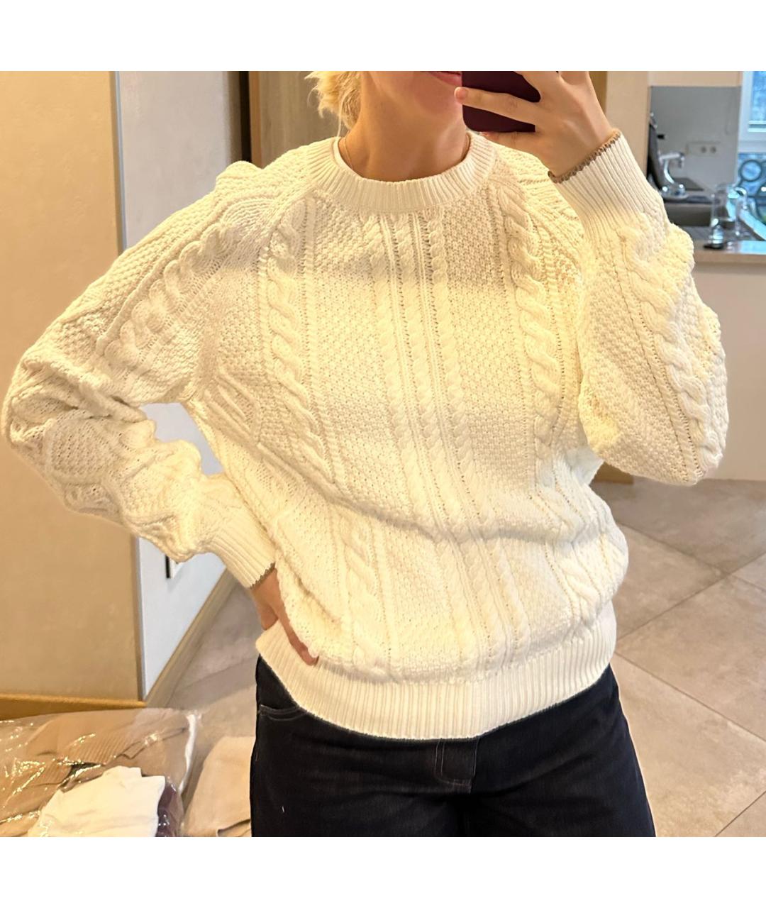 BRUNELLO CUCINELLI Белый хлопковый джемпер / свитер, фото 4