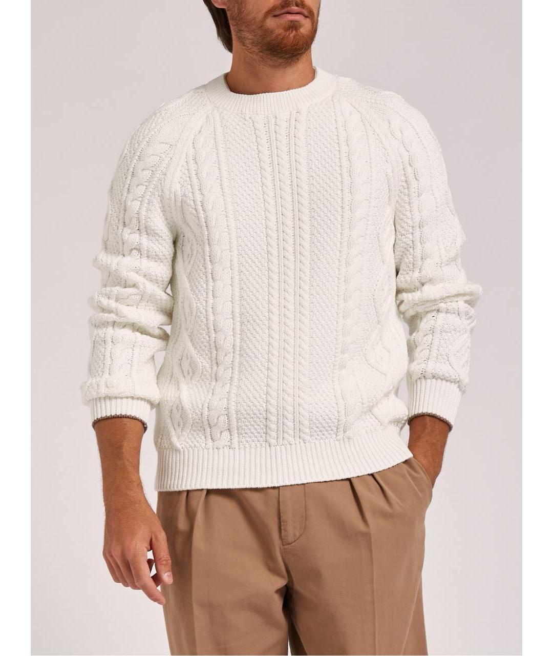 BRUNELLO CUCINELLI Белый хлопковый джемпер / свитер, фото 8