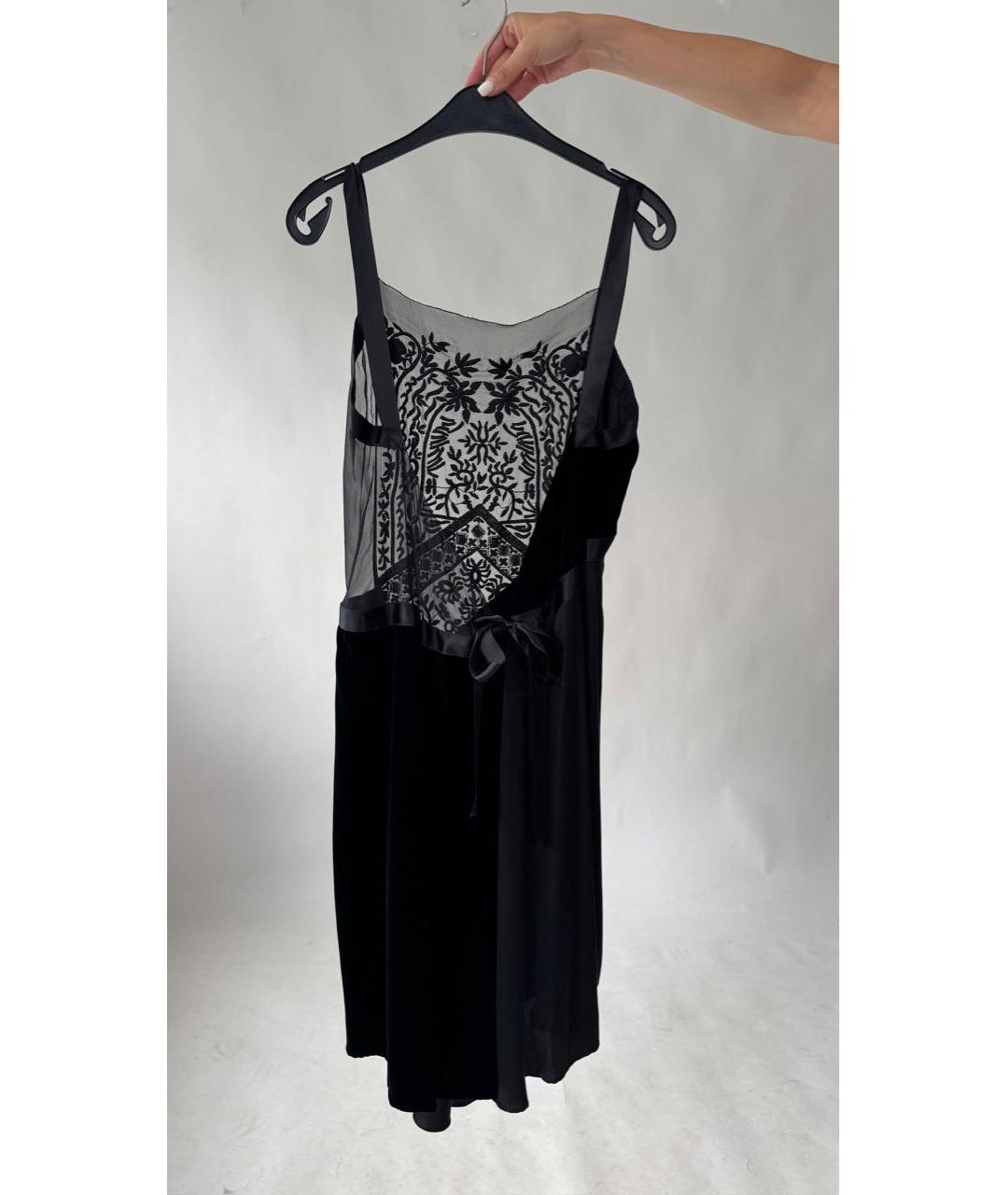 ALBERTA FERRETTI Черное шелковое коктейльное платье, фото 2