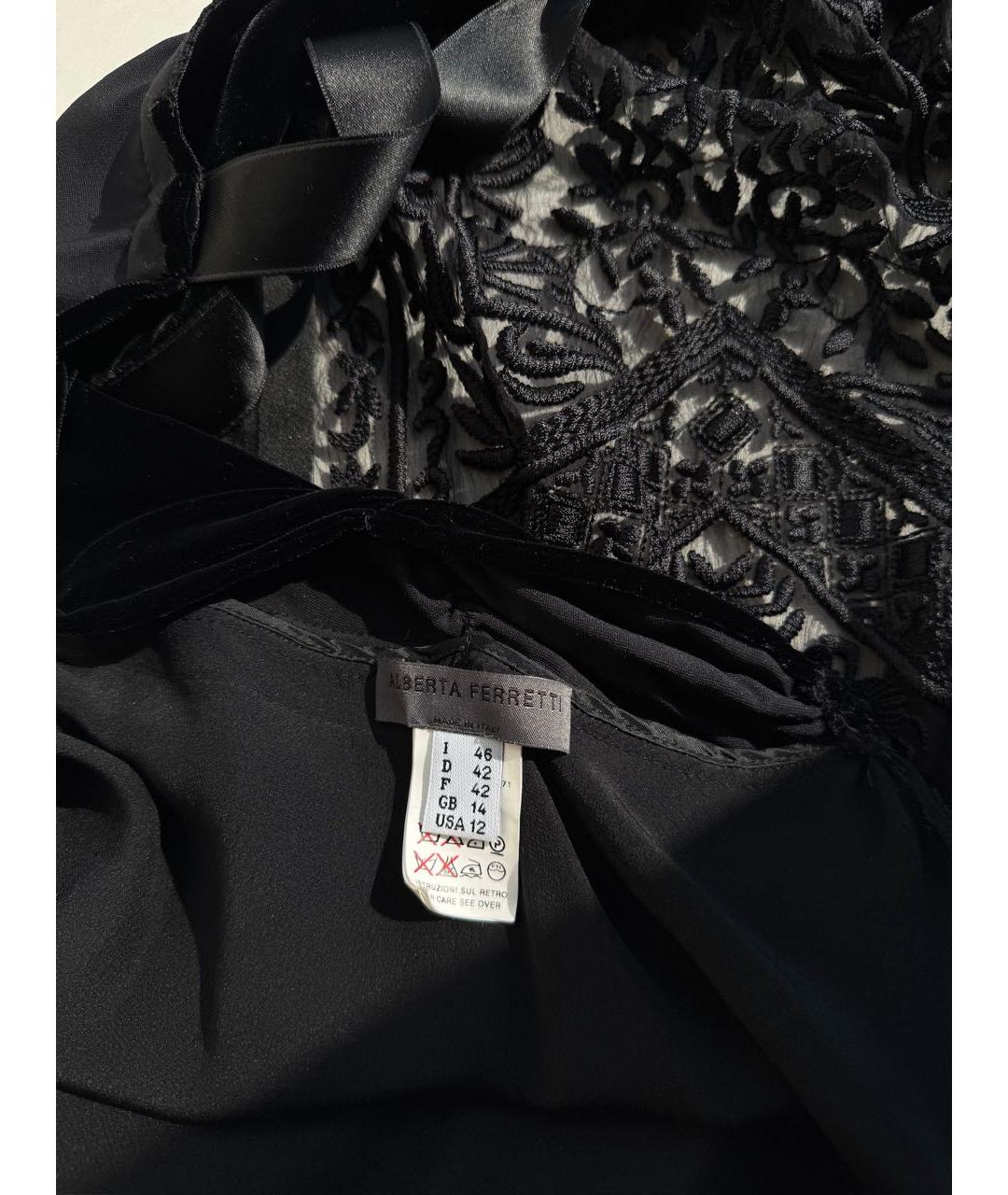 ALBERTA FERRETTI Черное шелковое коктейльное платье, фото 4