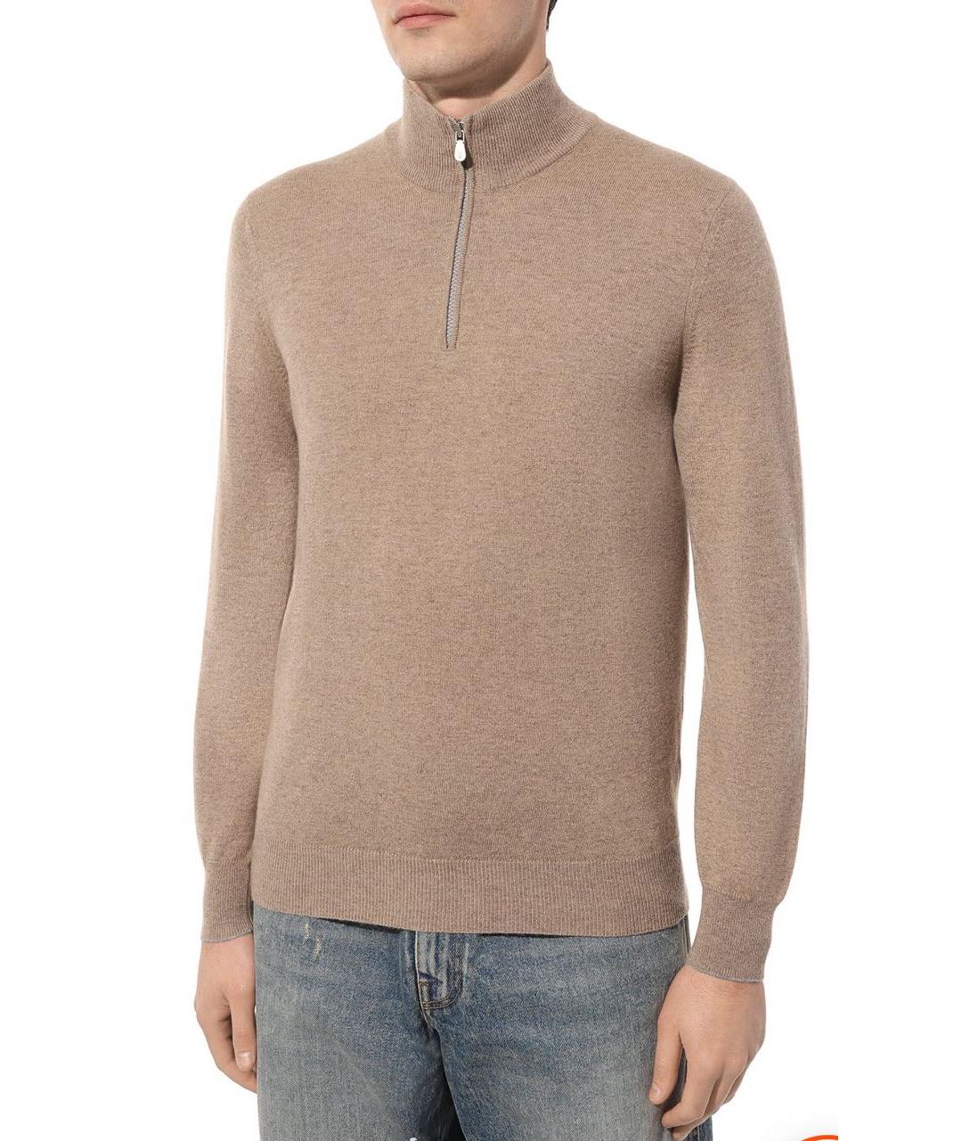 BRUNELLO CUCINELLI Бежевый кашемировый джемпер / свитер, фото 8