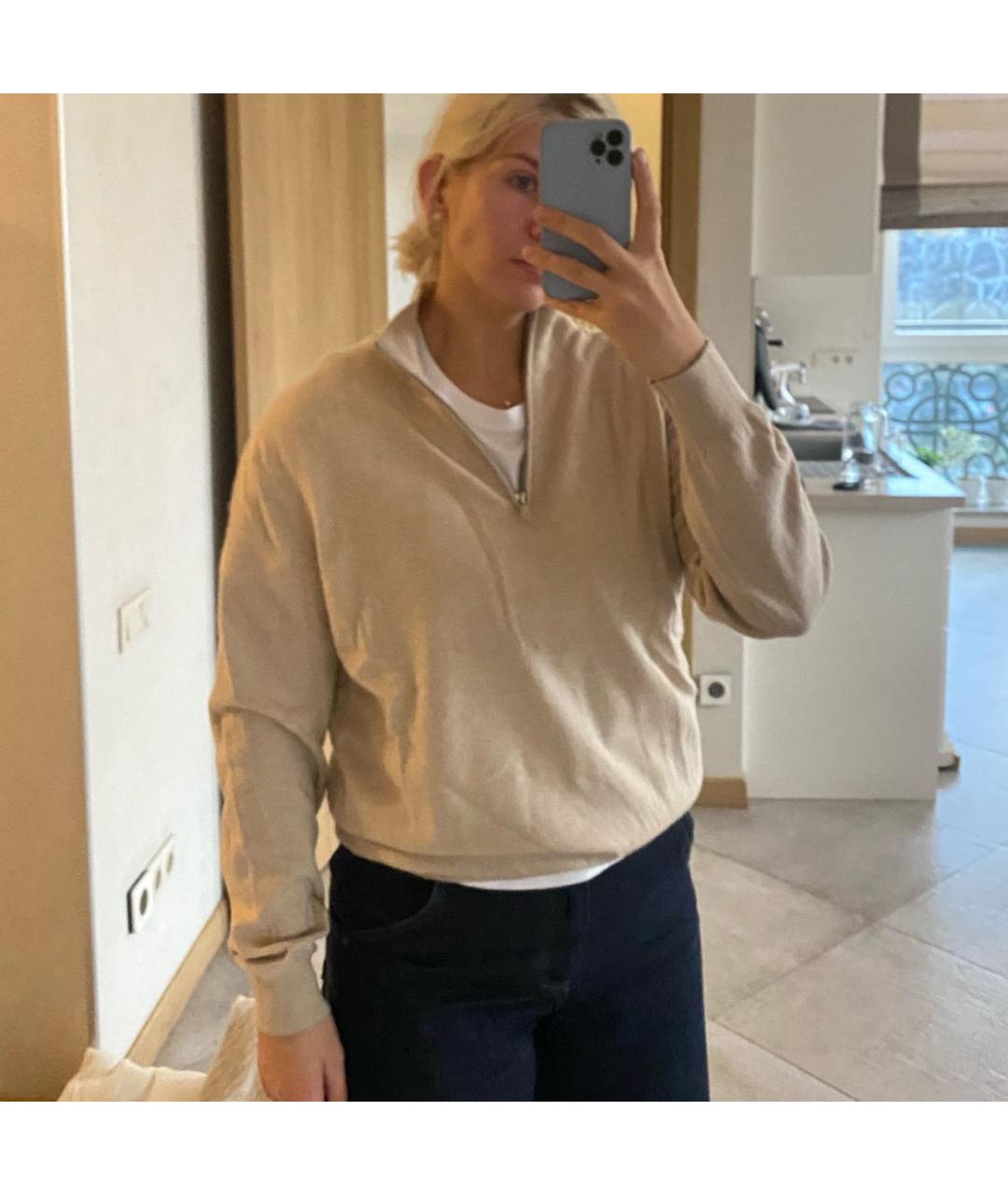 BRUNELLO CUCINELLI Бежевый кашемировый джемпер / свитер, фото 5