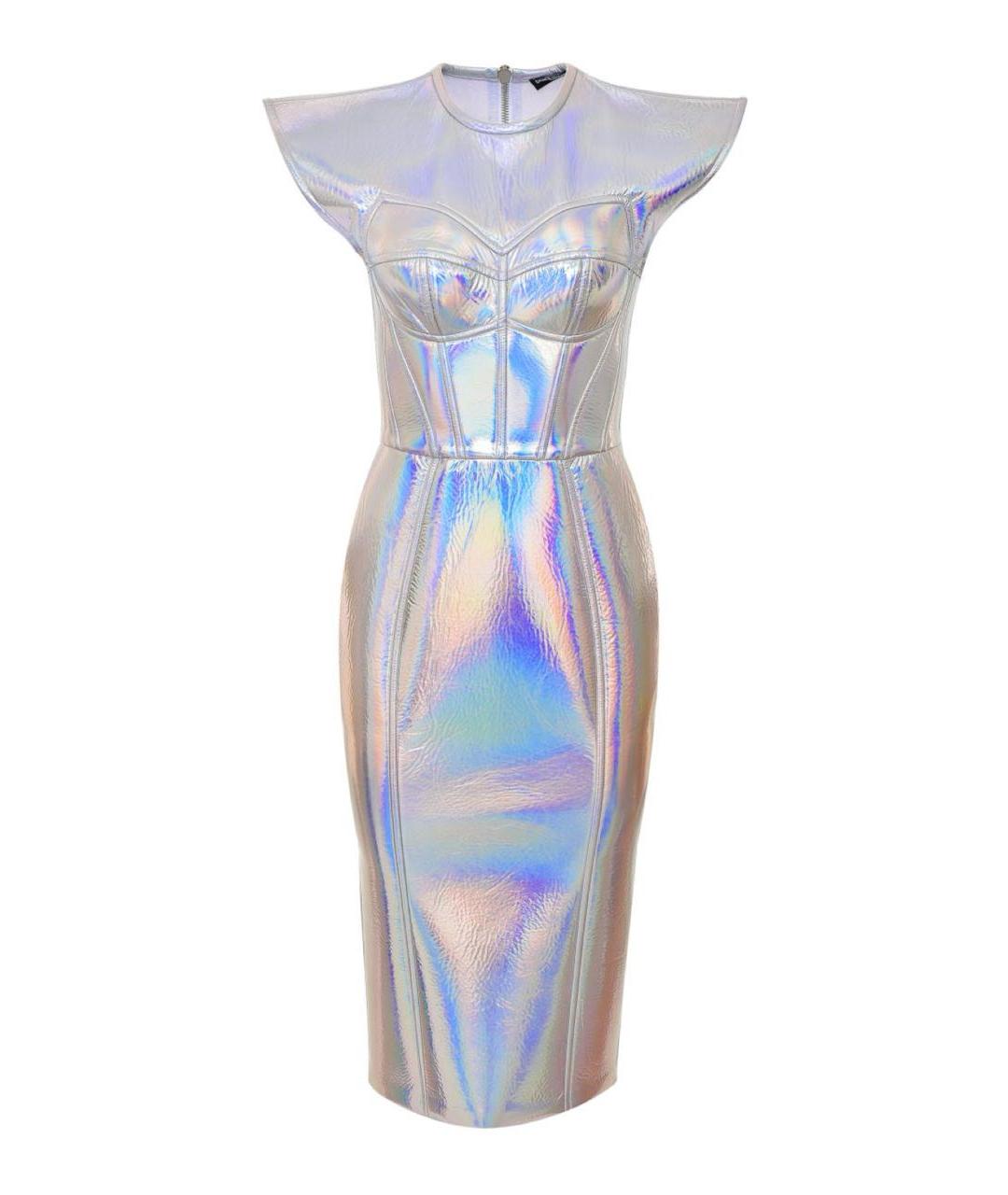 DOLCE&GABBANA Серебряное полиэстеровое коктейльное платье, фото 8