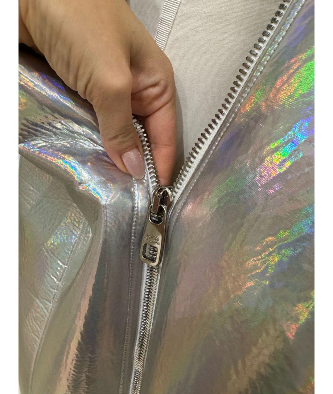 DOLCE&GABBANA Серебряное полиэстеровое коктейльное платье, фото 7