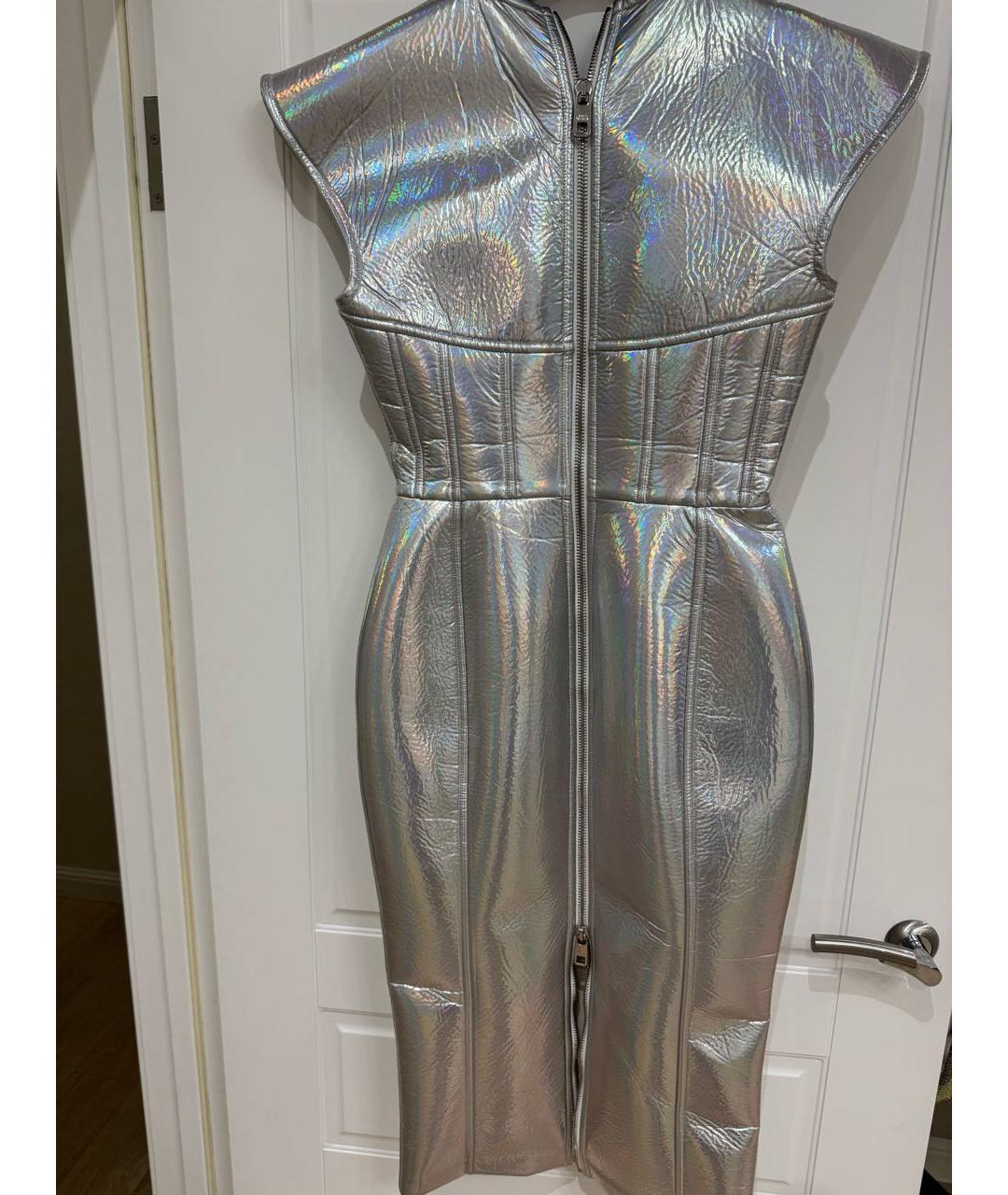 DOLCE&GABBANA Серебряное полиэстеровое коктейльное платье, фото 5