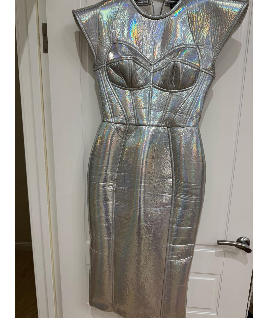 DOLCE&GABBANA Серебряное полиэстеровое коктейльное платье, фото 4