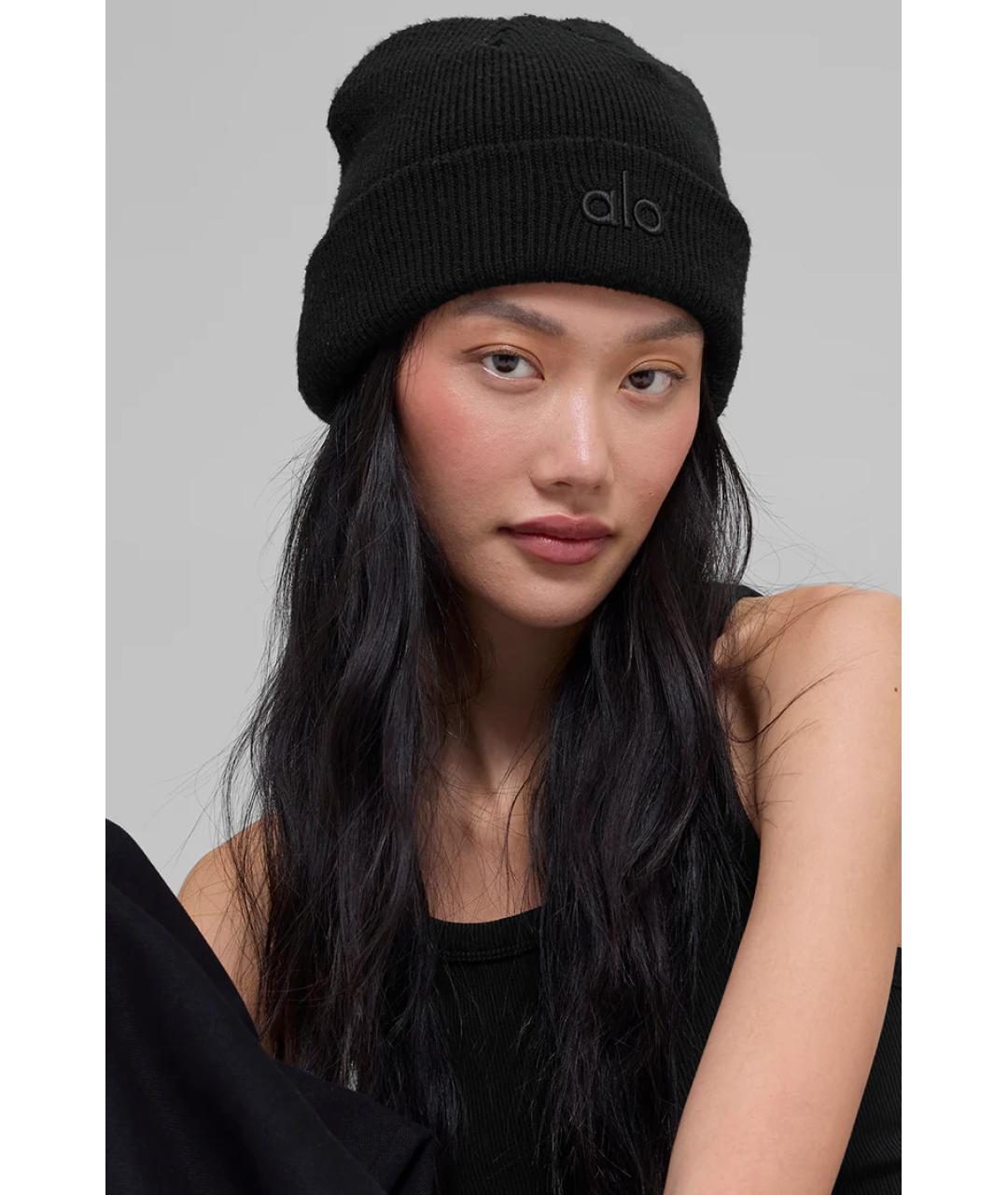 ALO YOGA Черная шерстяная шапка, фото 2