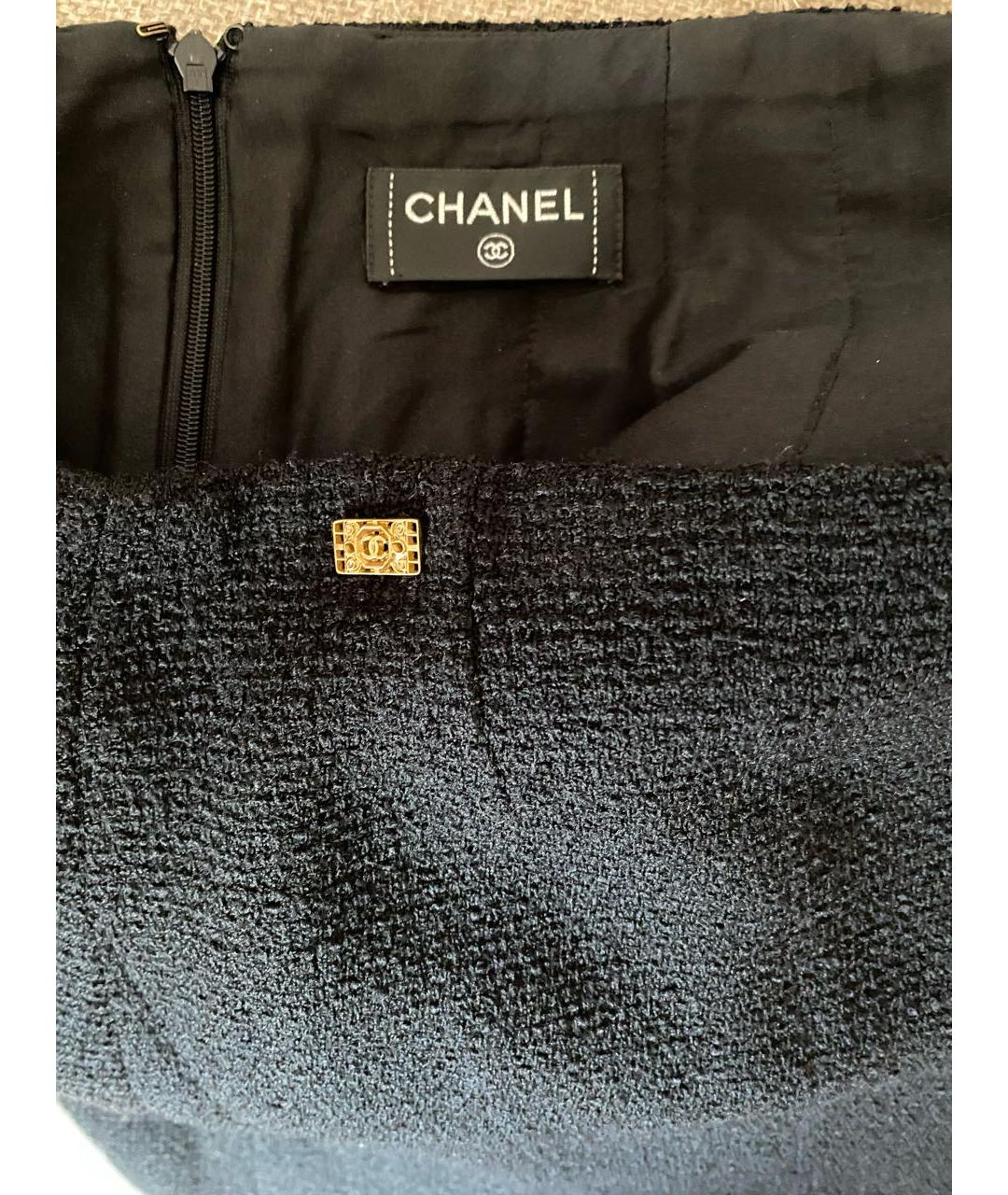 CHANEL Черная твидовая юбка миди, фото 4