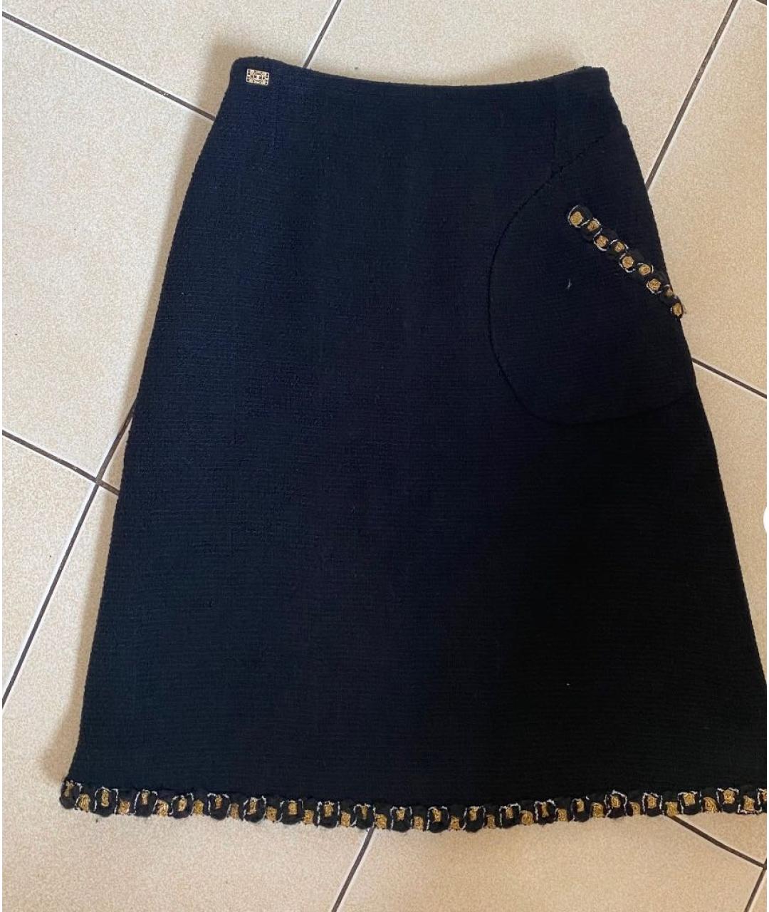 CHANEL Черная твидовая юбка миди, фото 8