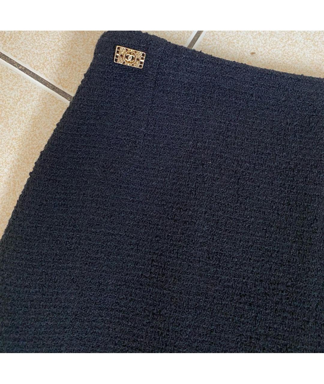 CHANEL Черная твидовая юбка миди, фото 3