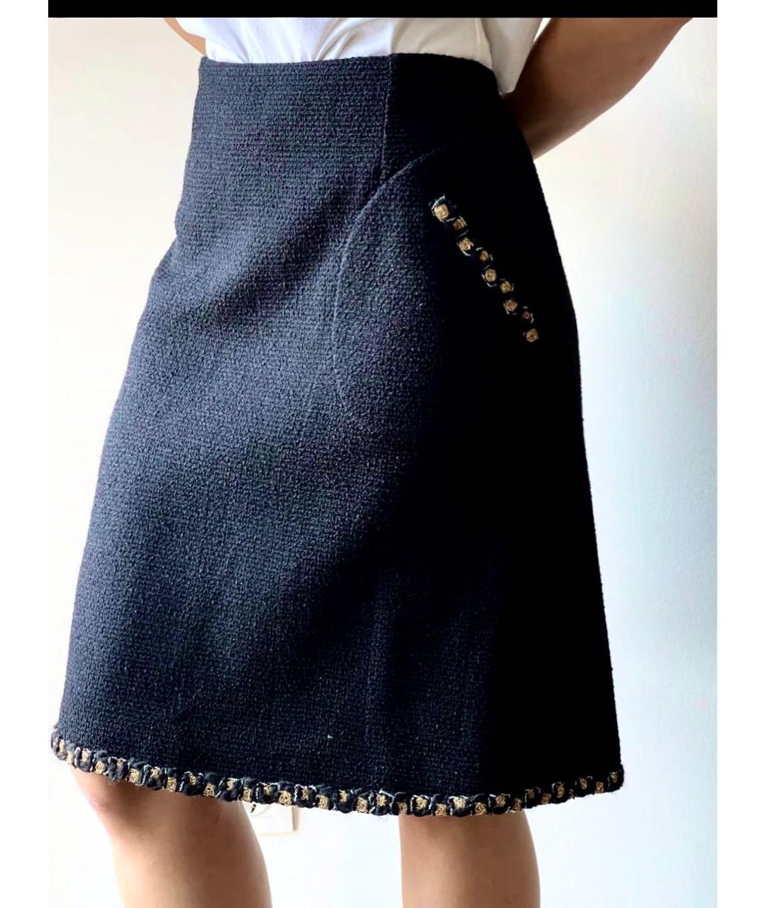 CHANEL Черная твидовая юбка миди, фото 7