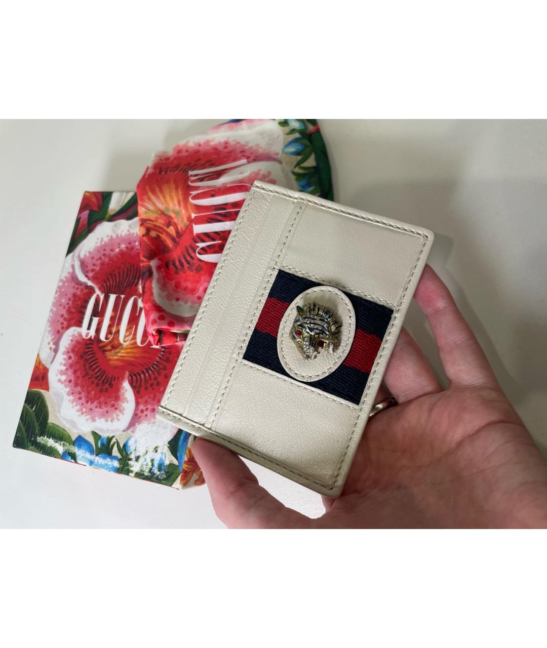 GUCCI Белый кожаный кардхолдер, фото 4