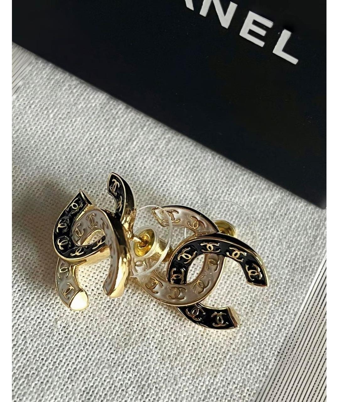 CHANEL Золотые металлические серьги, фото 3