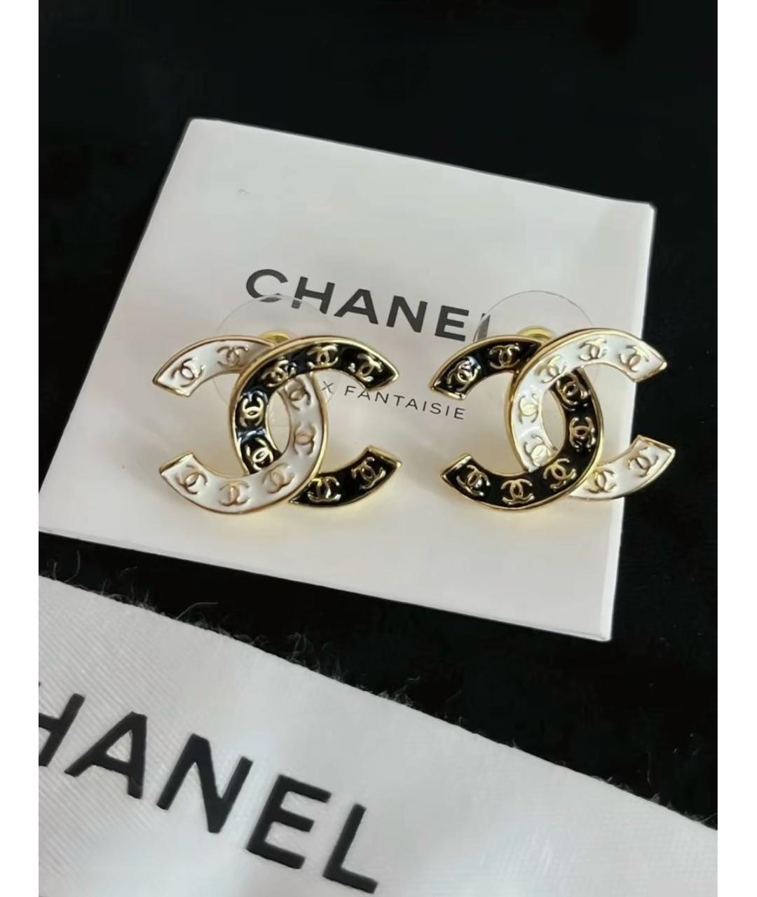 CHANEL Золотые металлические серьги, фото 2