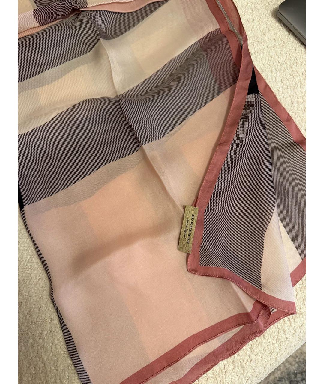 BURBERRY Розовый шелковый шарф, фото 3
