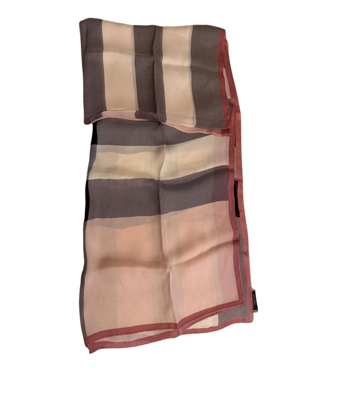 BURBERRY Розовый шелковый шарф, фото 1