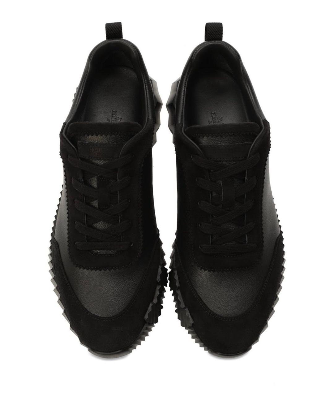 HERMES Черные кожаные низкие кроссовки / кеды, фото 3