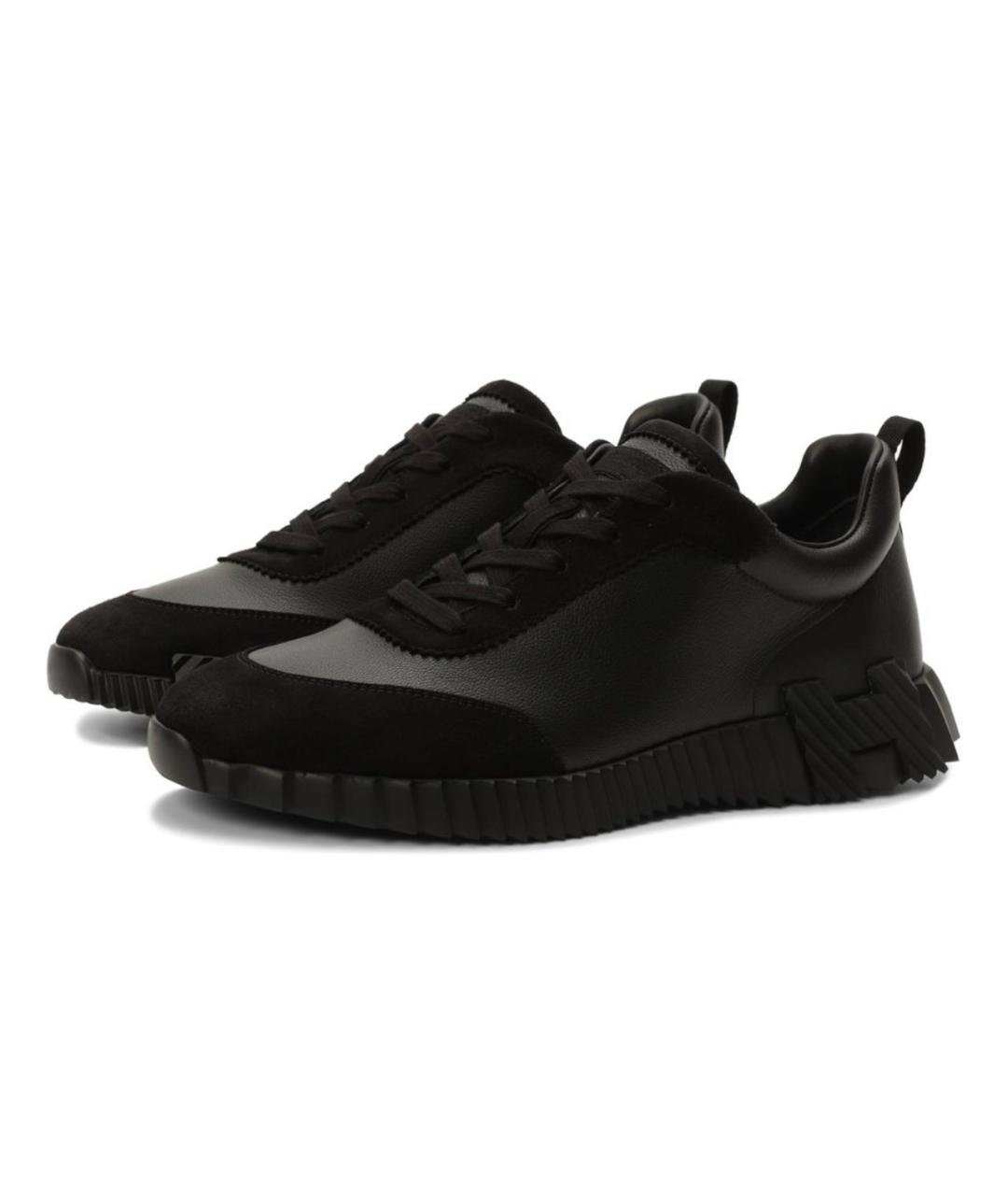 HERMES Черные кожаные низкие кроссовки / кеды, фото 2