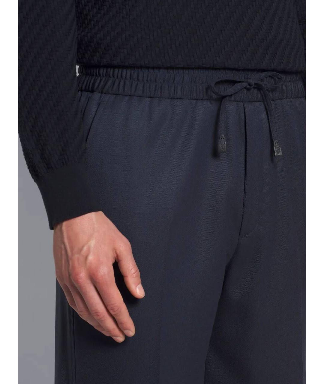 BRIONI Темно-синие хлопковые повседневные брюки, фото 4