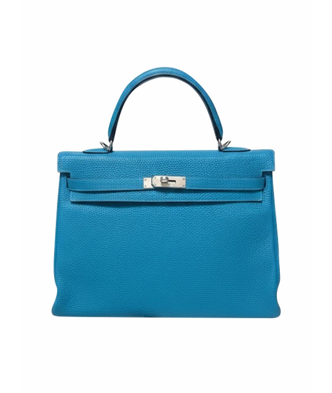 HERMES Синяя кожаная сумка с короткими ручками, фото 1