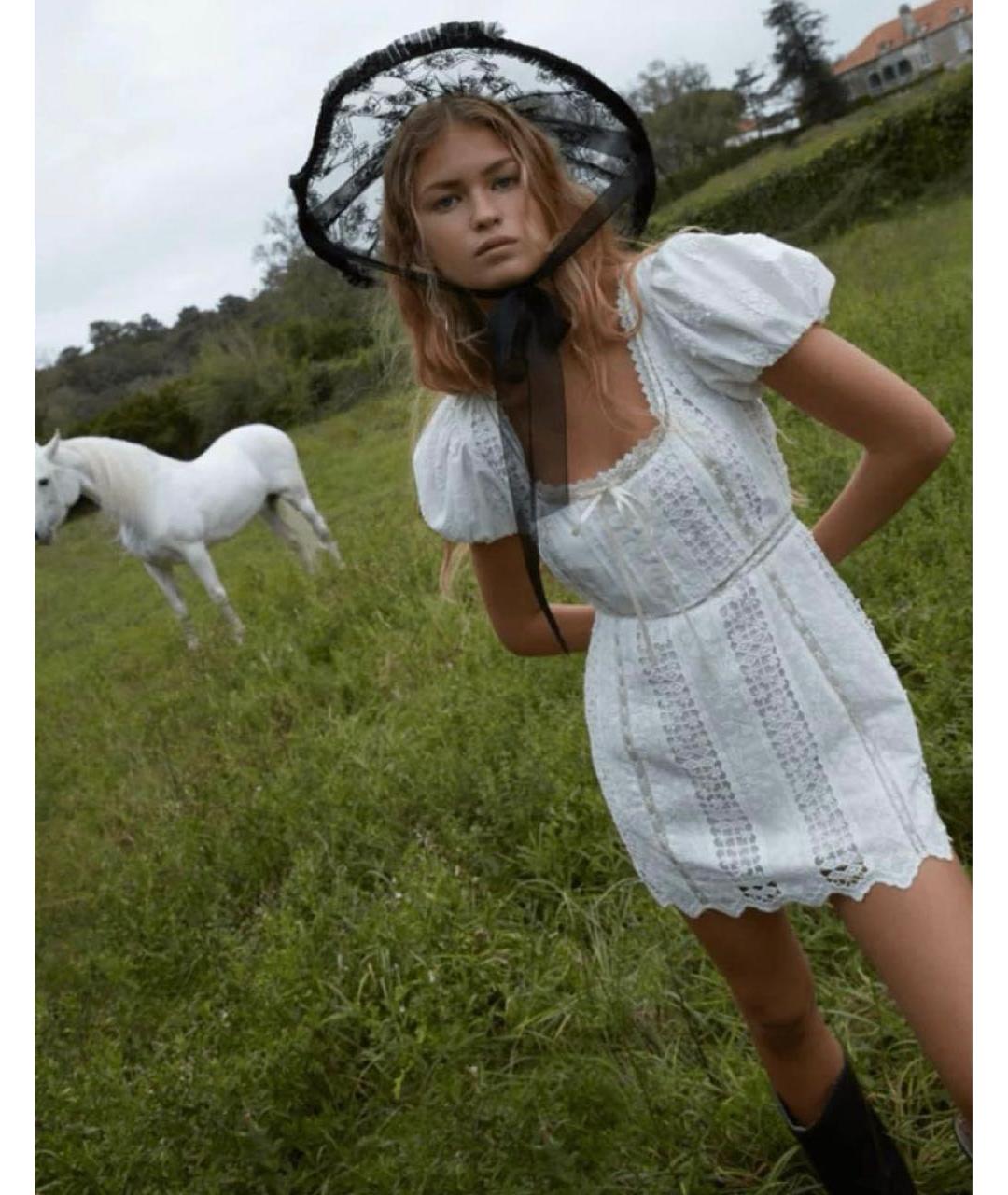 FOR LOVE AND LEMONS Белое хлопковое повседневное платье, фото 5