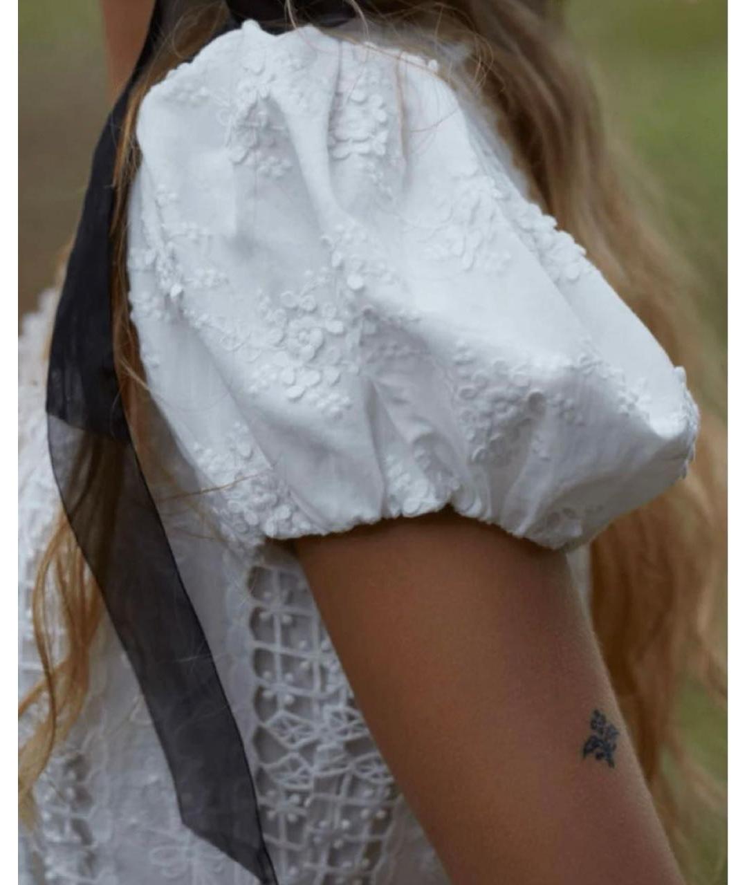 FOR LOVE AND LEMONS Белое хлопковое повседневное платье, фото 6