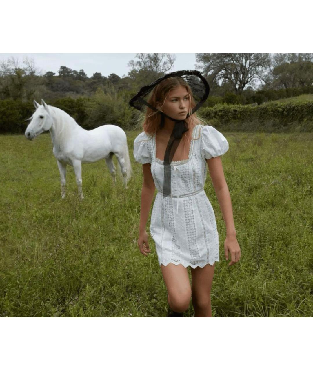 FOR LOVE AND LEMONS Белое хлопковое повседневное платье, фото 4