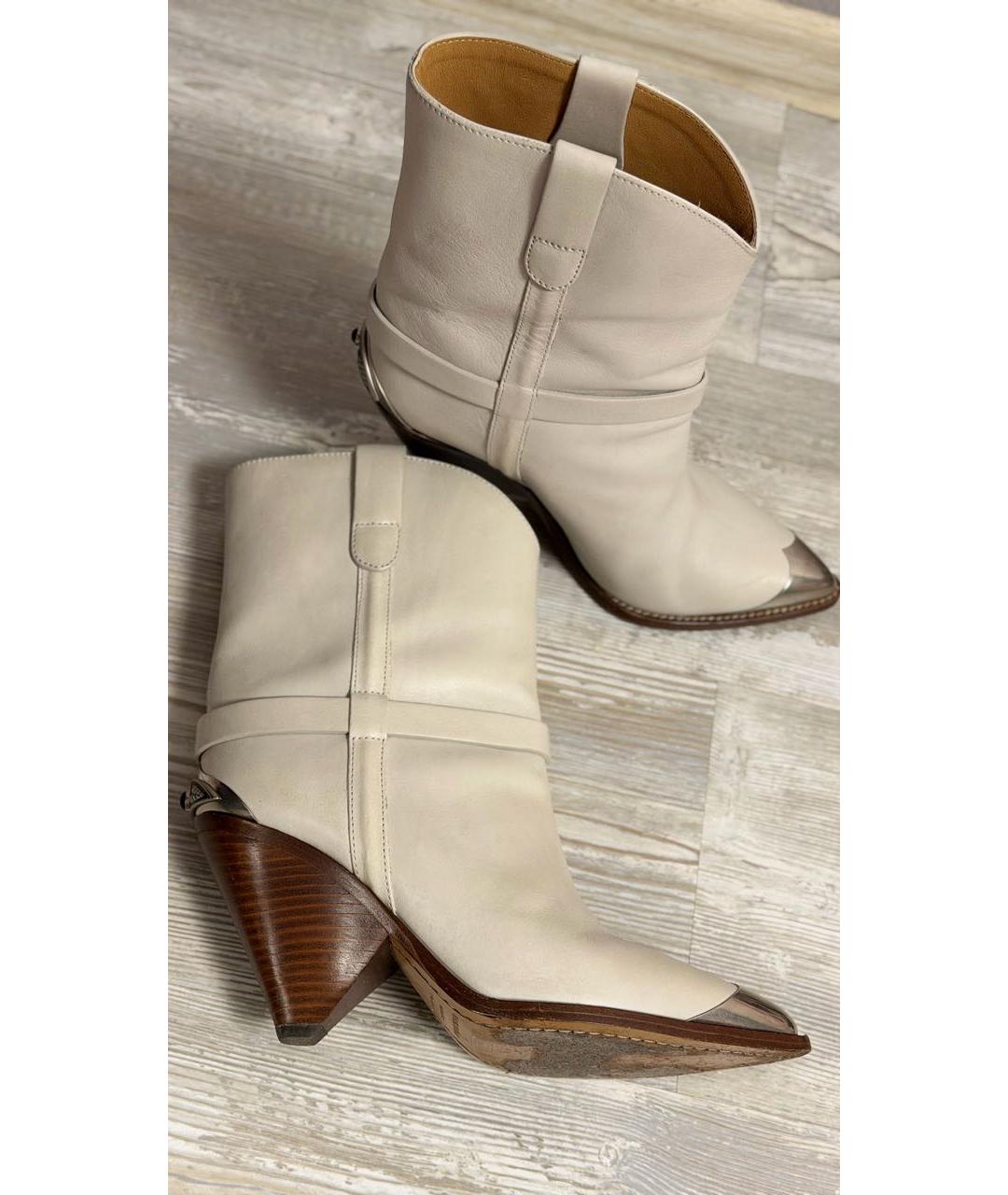 ISABEL MARANT Бежевые кожаные полусапоги, фото 5