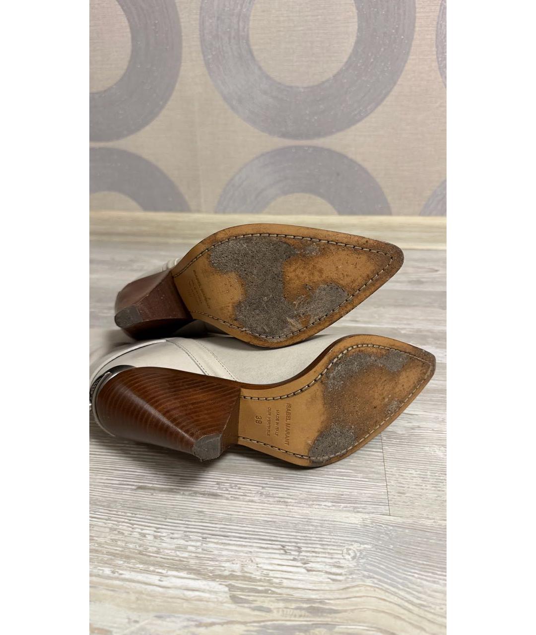 ISABEL MARANT Бежевые кожаные полусапоги, фото 7