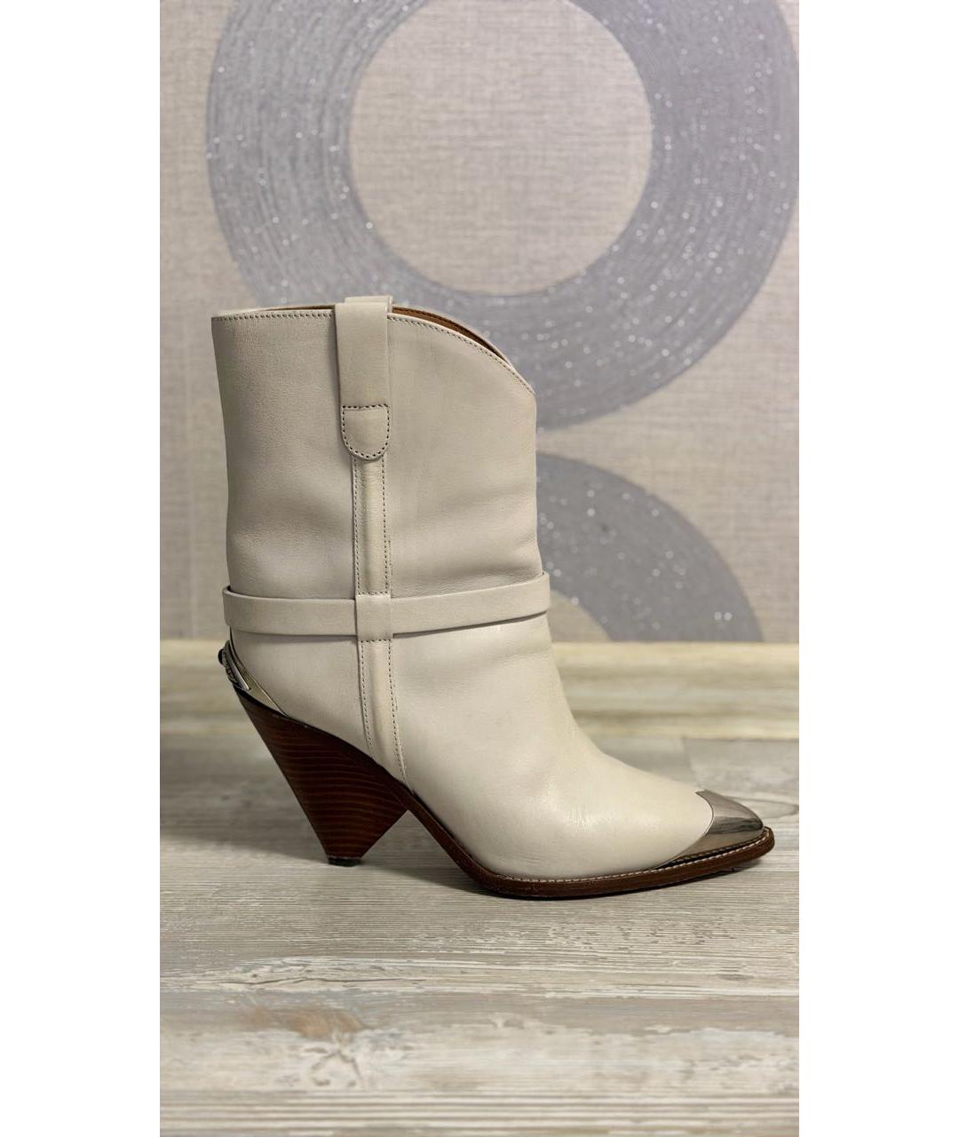 ISABEL MARANT Бежевые кожаные полусапоги, фото 8