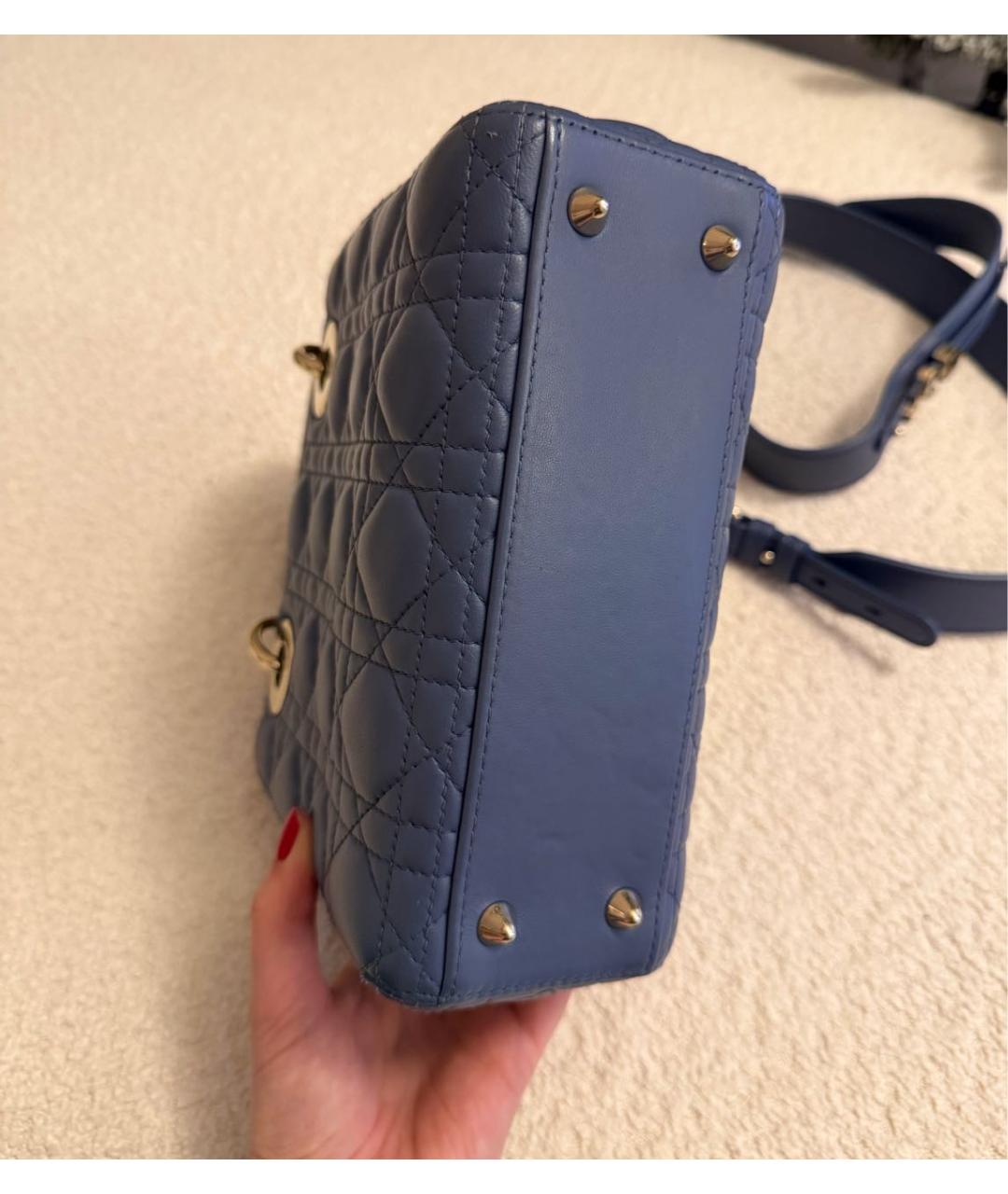 CHRISTIAN DIOR Синяя кожаная сумка с короткими ручками, фото 5