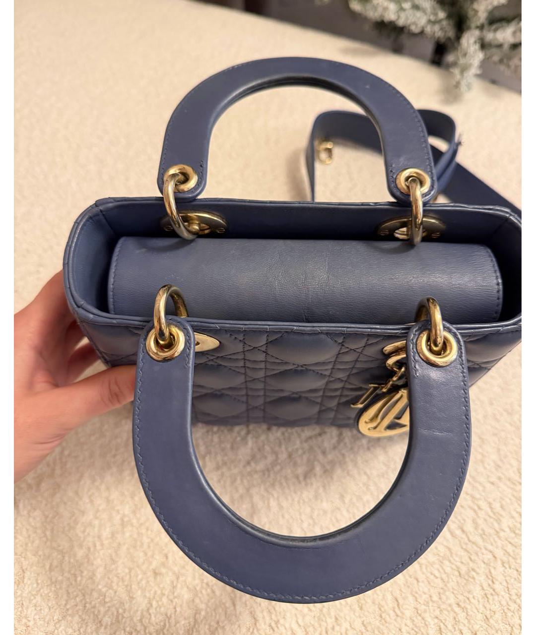 CHRISTIAN DIOR Синяя кожаная сумка с короткими ручками, фото 7