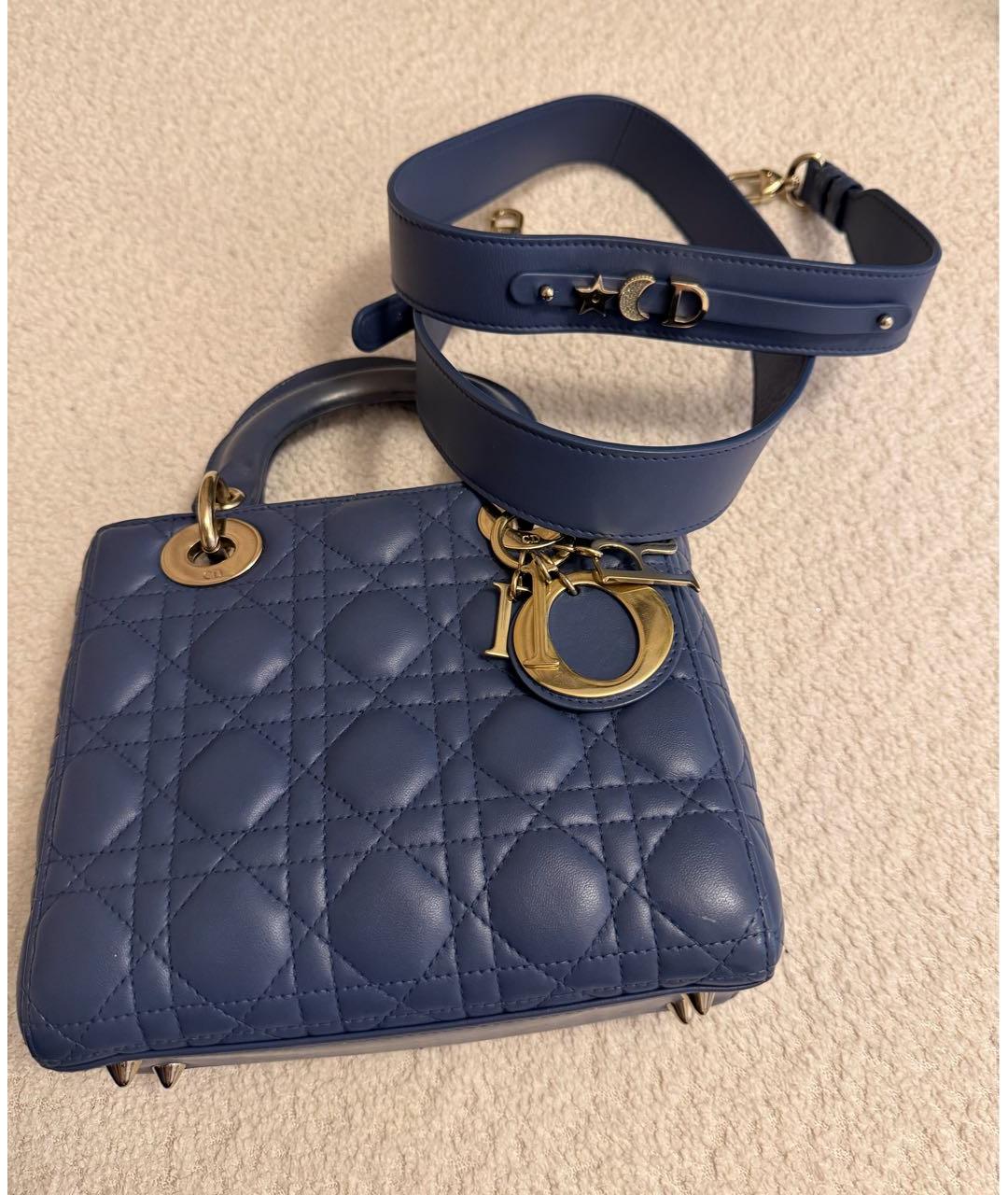 CHRISTIAN DIOR Синяя кожаная сумка с короткими ручками, фото 2