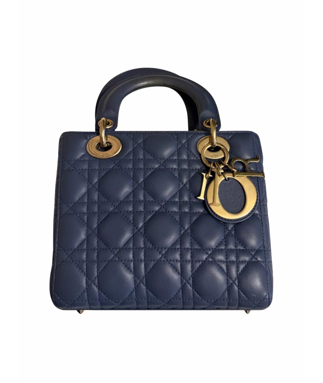 CHRISTIAN DIOR Синяя кожаная сумка с короткими ручками, фото 1