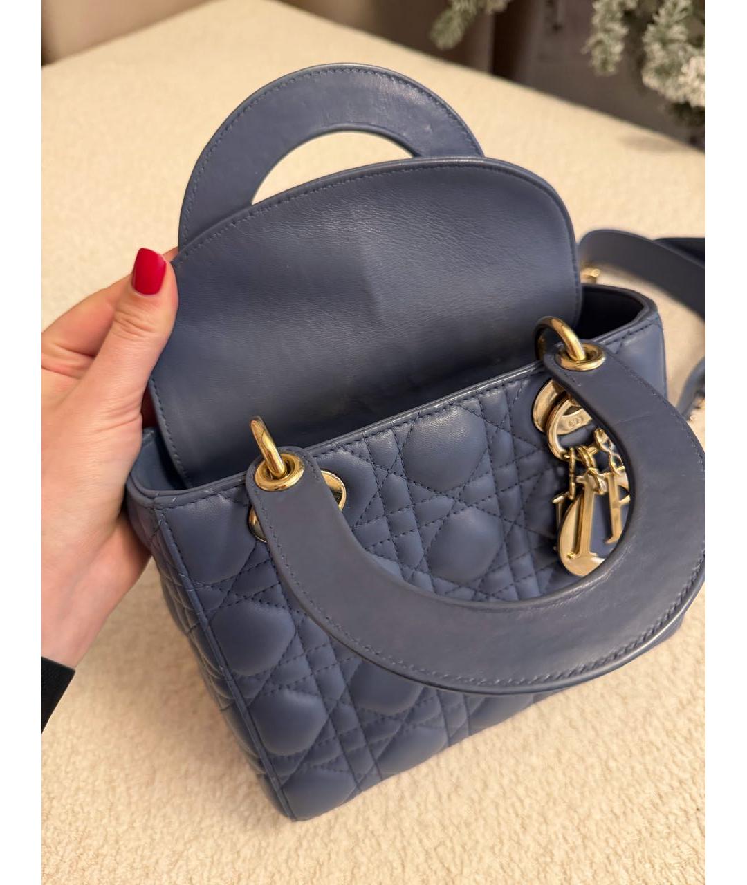 CHRISTIAN DIOR Синяя кожаная сумка с короткими ручками, фото 8