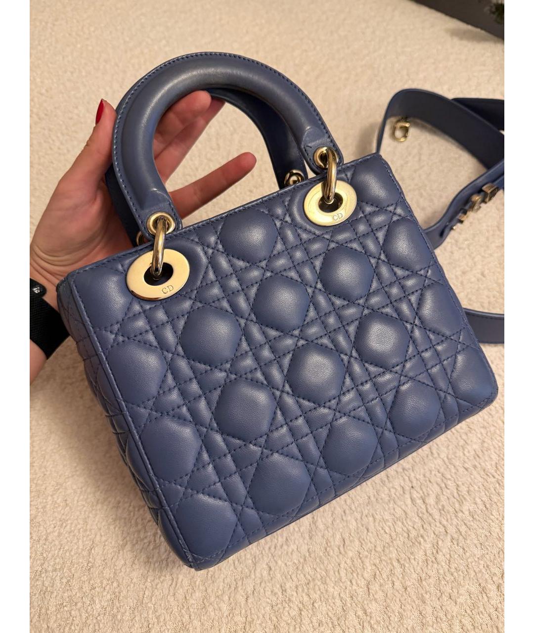 CHRISTIAN DIOR Синяя кожаная сумка с короткими ручками, фото 6