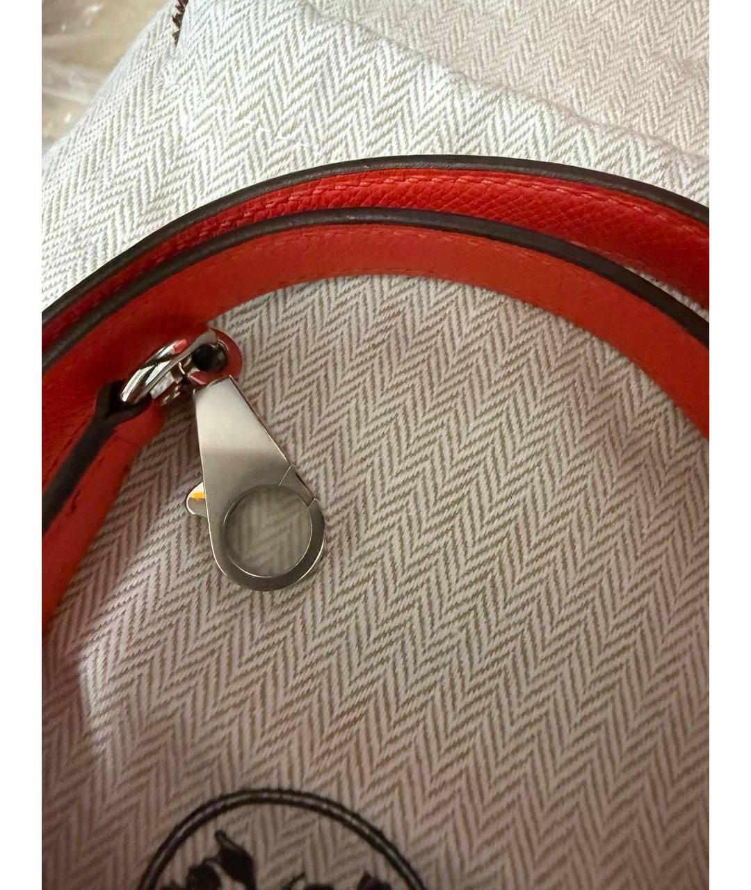 HERMES Красная кожаная сумка с короткими ручками, фото 4