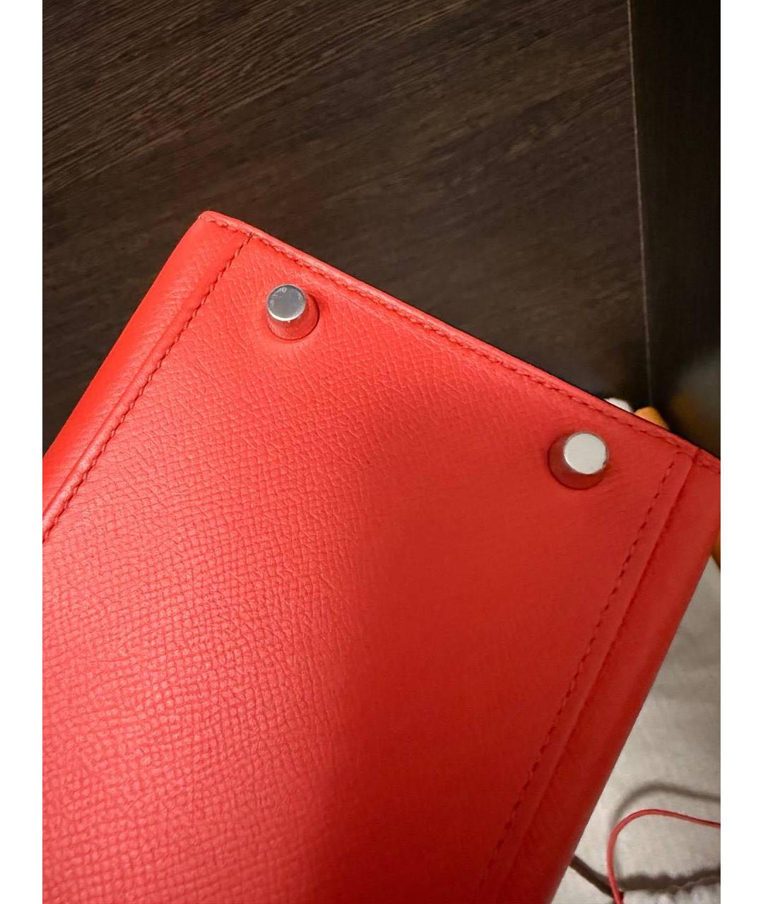 HERMES Красная кожаная сумка с короткими ручками, фото 7