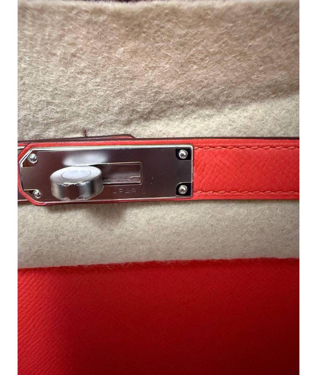 HERMES Красная кожаная сумка с короткими ручками, фото 3