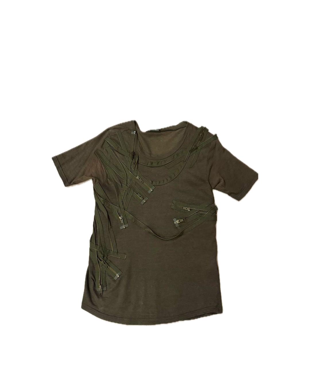 BALMAIN Хаки хлопковая футболка, фото 1