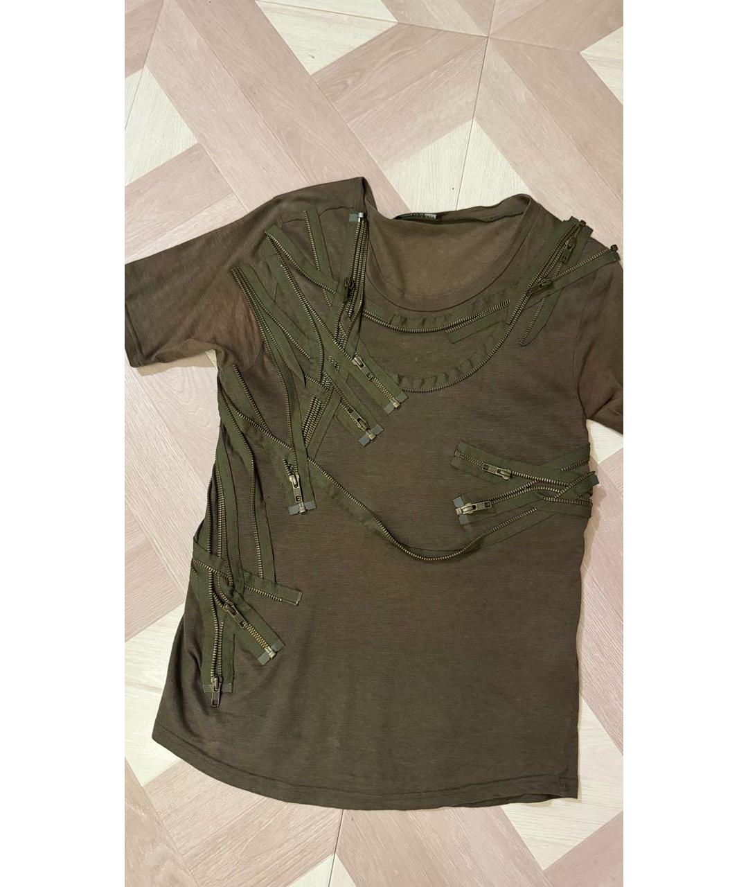 BALMAIN Хаки хлопковая футболка, фото 3